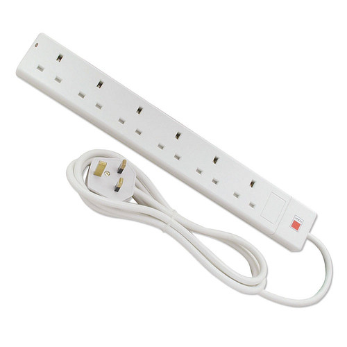 Lindy 2M 6-Way  Mains Power Extension White White 2 M 500 G 30145