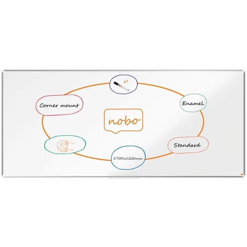 Nobo Premium Plus Enamel Magnetic Whiteboard 2700x1200mm 1915152 1915152