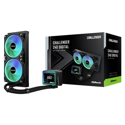 Asrock Challenger 240 Digital Aio Liquid Cpu Cooler 240Mm Radiator Dual 120Mm Pw 90-ACLA24-BAAGA6