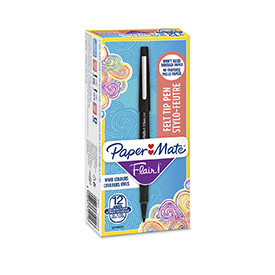 Paper Mate S0190973 Flair Pen 1mm Medium Tip Black Ink Box of 12 S0190973