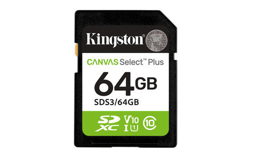 Kingston Technology 64Gb Sdxc Canvas Select Plus Gen3 100Mb/S C10 Uhs-I U1 V10. SDS3/64GB