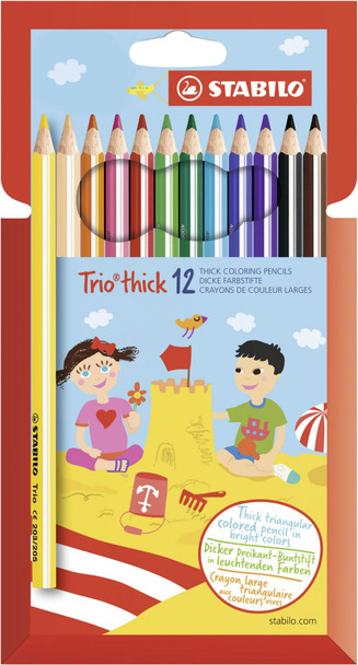 Stabilo Trio thick Triangular Colouring Pencil Pack of 12 Assorted Col TRIOPENCIL12