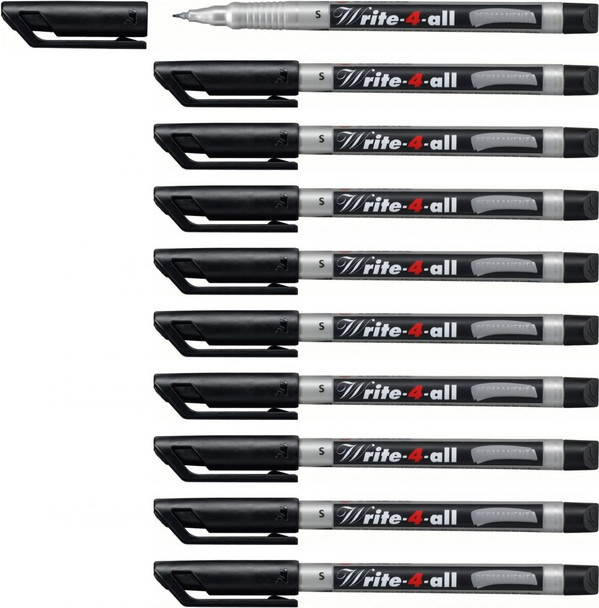 Stabilo Write-4-all Permanent Marker Pen Superfine Pack of 10 Black WRITE4ALLSFINE10