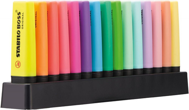 Stabilo BOSS ORIGINAL Highlighter Deskset 9 x Neon and 6 x Pastel BOSSHIGH9NEON