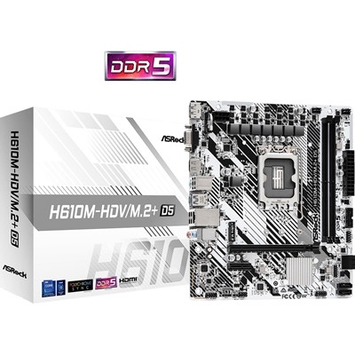 Asrock H610M-HDV/M.2+ D5 Intel 12Th And 13Th Ddr5 Sata3 Usb 3.2 Gen1 H610M-HDV/M.2+ D5
