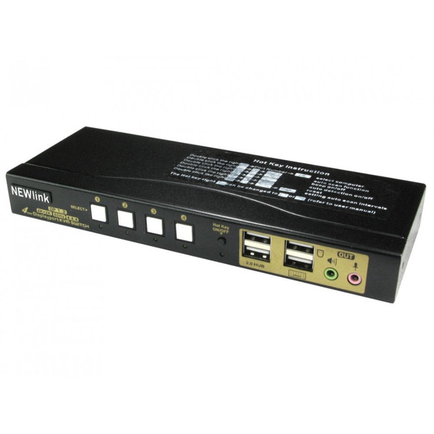 Cables Direct 4 Port DisplayPort KVM Switch 4K@60Hz w/Cables & Remote Control NLKVMDP-44