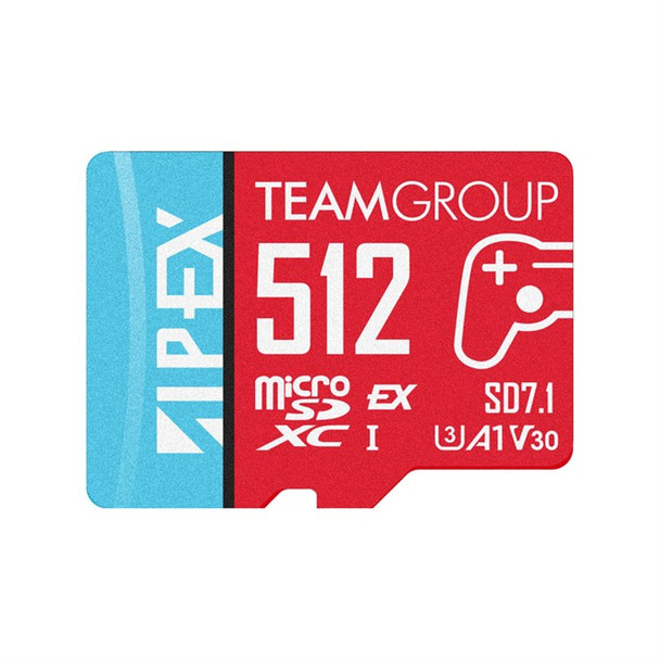 Team Group 512GB Apex SD7.1 MicroSDXC Express Card Nintendo Switch 2 Ready 800MB TAPMSDE512GIV30A102