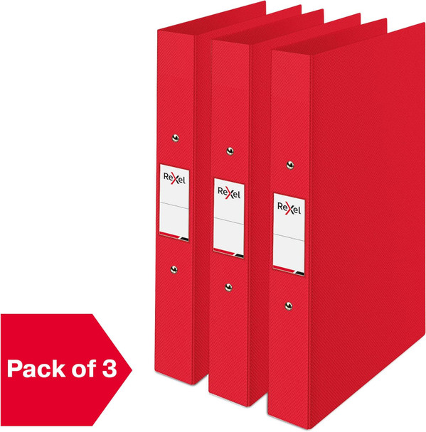 Rexel Choices A4 Polypropylene Ring Binder Red Pack 3 2115730 2115730