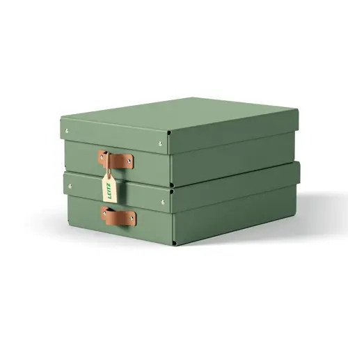 Leitz Puro Storage Box with lid medium low 8L 100% recycled card pack of 2 61480 61480050