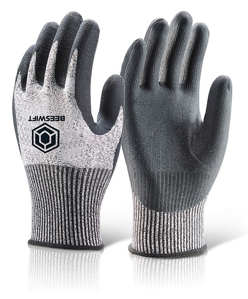 Beeswift Micro Foam Nitrile Cut Level B Gloves Black Size S KS3S