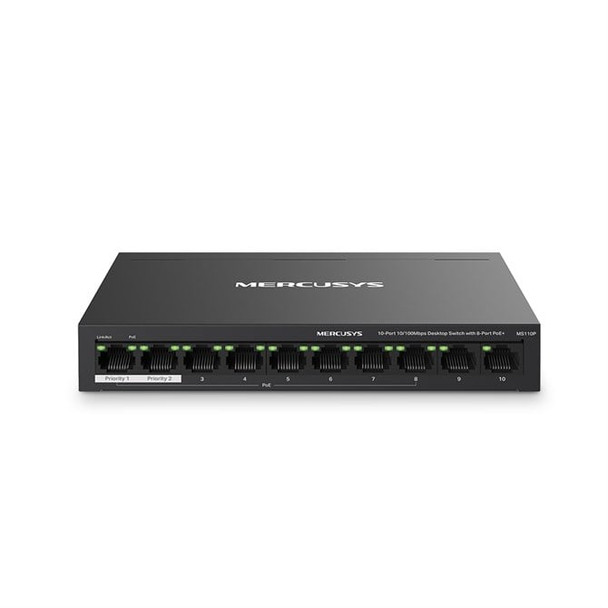 Mercusys 10-Port 10/100Mbps Desktop Switch with 8-Port PoE+ MS110P