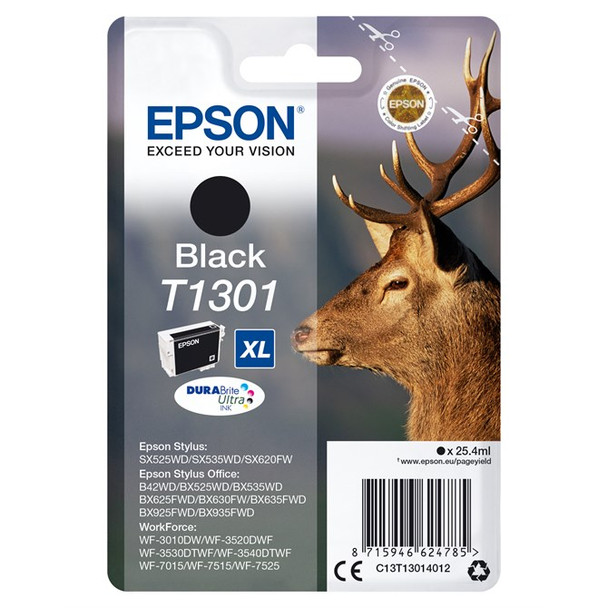 Epson Stag Singlepack Black T1301 DURABrite Ultra Ink C13T13014012
