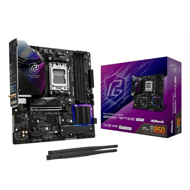 Asrock Phantom Gaming B850M RIPTIDE WIFI AMD B850 Socket AM5 Micro ATX B850M RIPTIDE WIFI