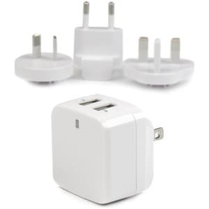 Startech Travel Usb Wall Charger 2 Port White Universal Travel Adapter Internati USB2PACWH