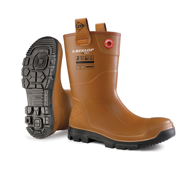 Dunlop Purofort Rigpro Full Safety Boot Unlined Tan Size 6 LJ2HR4206