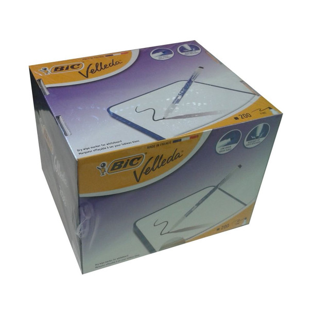Bic Pack of 200 Velleda1721 Whiteboard Marker Bullet Tip Blk 929178