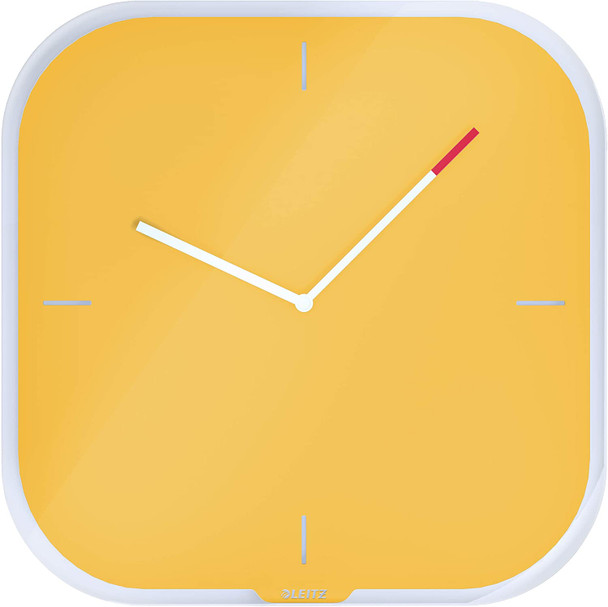 Leitz Cosy Silent Glass Wall Clock Warm Yellow 90170019 90170019