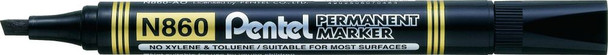 Pentel N860 12 Pack Black Permanent Marker Chisel Tip 2.5-7mm Line N860AE