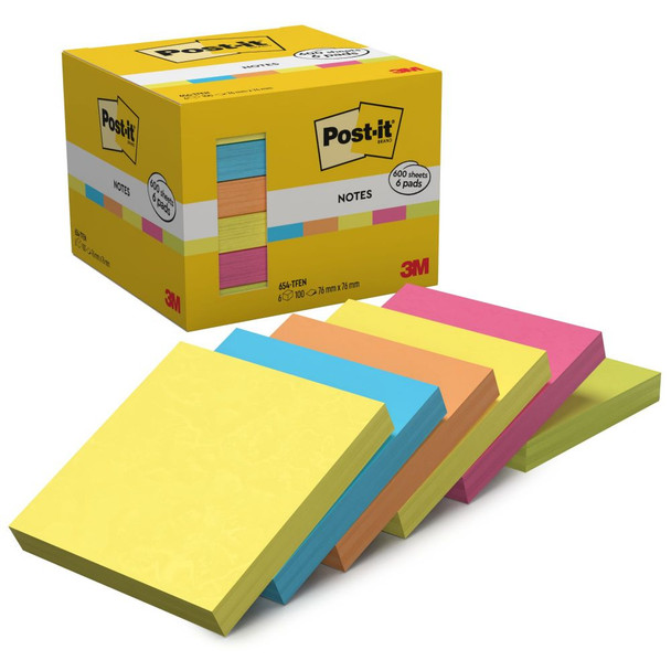 Post-it Pack of 6 654-TFEN Notes 76x76 mm Energetic Colour Collection 7100396632
