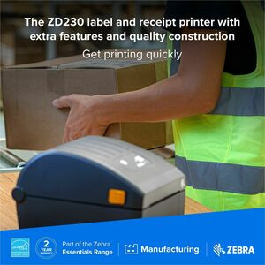 Zebra Zd230 Desktop Thermal Transfer Printer Monochrome Label/Receipt Print Usb ZD23042-31EG00EZ