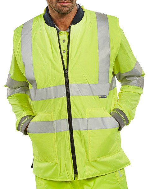 Beeswift Reversible Hi-Vis Interactive Bodywarmer Saturn Yellow / Navy Size M BWENGSYM