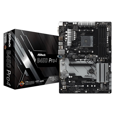 Asrock B450 PRO4 Amd Socket Am4 Atx Vga/Hdmi/Displayport Ddr4 Usb C 3.1 Mot B450 PRO4