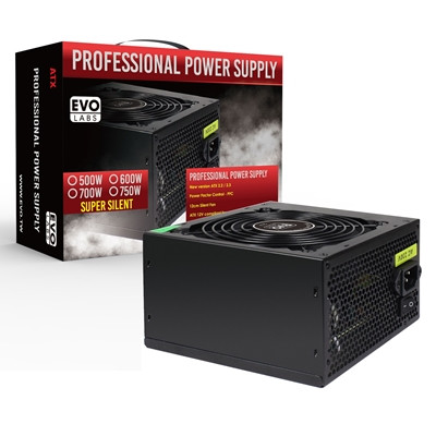 Evo Labs E-600Bl 600W 120Mm Black Silent Fan Psu BR600-12BL