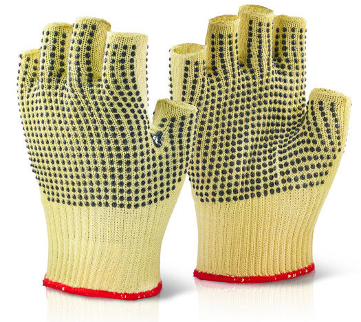 Beeswift Reinforced Fingerless Dotted Gloves Yellow Size 10 KFLGMWD10