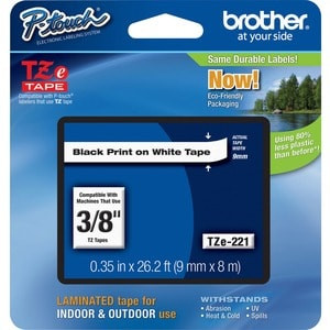 Brother P-Touch TZE221 Label Tape 9.52 Mm Width Rectangle White Laminated Grease TZE221