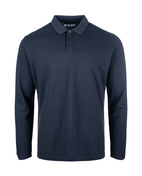Beeswift Click Workwear Unisex Long Sleeve Polo Shirt Navy Blue Size M CWW028NBM