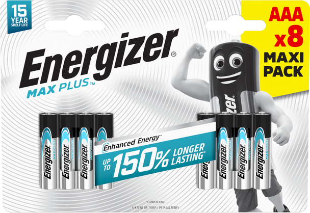 Energizer Max Plus Alkaline AAA Battery Pack of 8 E303321304