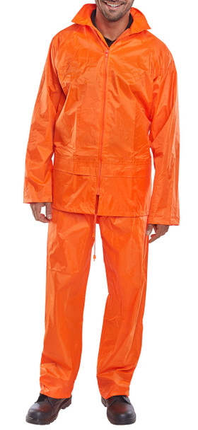 Beeswift Nylon Weatherproof Suit Orange Size M NBDSORM