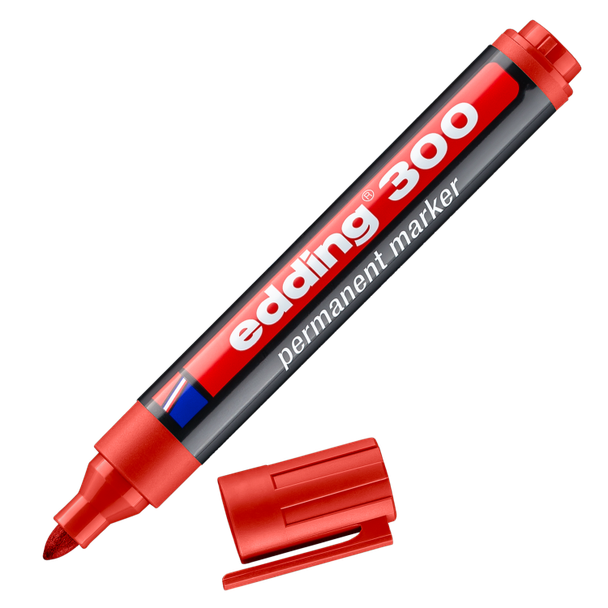edding 300 Permanent Marker A8 Bullet Red Box of 10 EDD300002