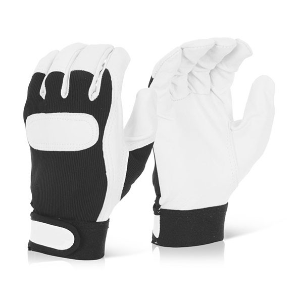 Beeswift Drivers Gloves Velcro Cuff Black/White Size S DGVCS