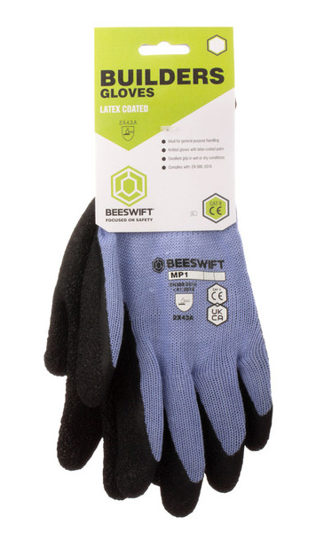 Builders Latex Glove Black Size L BS042BLL