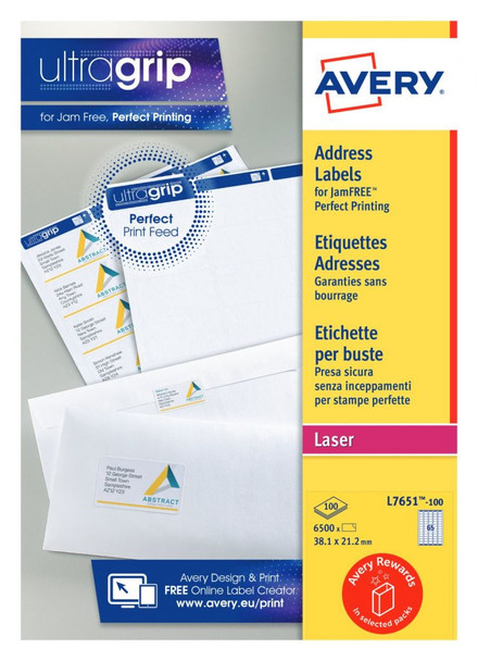 Avery L7651-100 Mini Address Labels 100 sheets - 65 Labels per Sheet AVERYL7651100