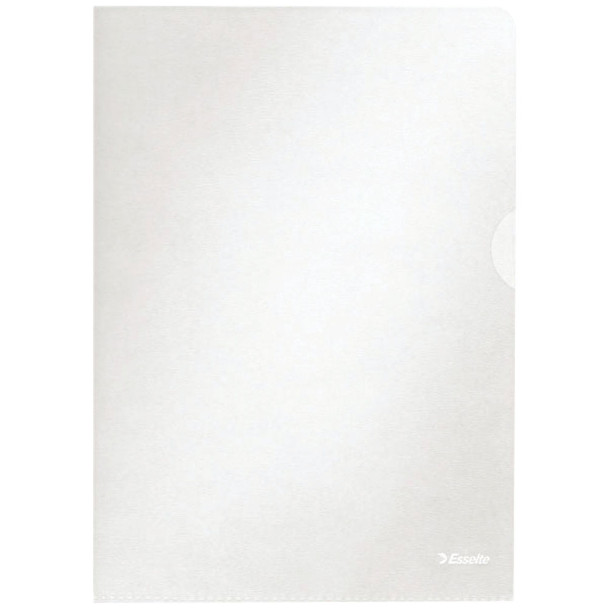 Esselte Embossed Folders A4 Clear Pack of 100 54832 ES54832