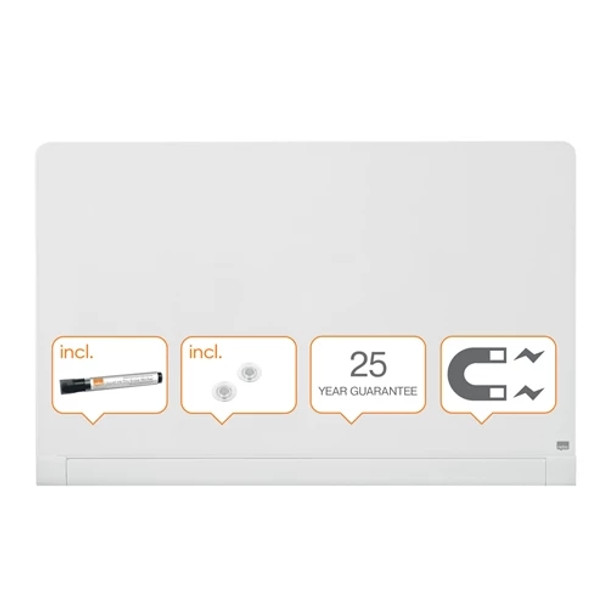 Nobo Impression Pro Glass Magnetic Whiteboard concealed pen tray 1260x710mm 1905 1905192