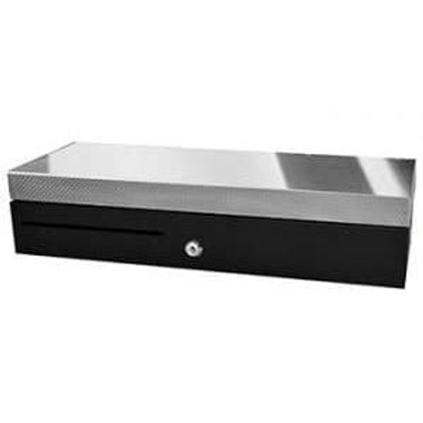 APG Cash Drawer ECD460 Flip Lid Cash Drawer Black ECD460B-BLK-SS