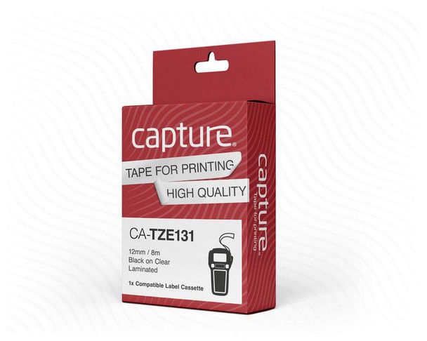 Capture CA-TZE131 12mm x 8m Black on CA-TZE131