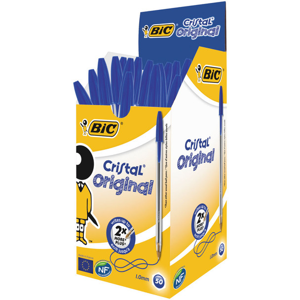 Bic Cristal Ballpoint Pen Medium Blue Pack of 50 837360 BC10001