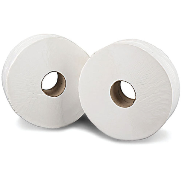 2Work 2-Ply Mini Jumbo Toilet Roll 200 Metres Pack of 12 J26200VW KF03811