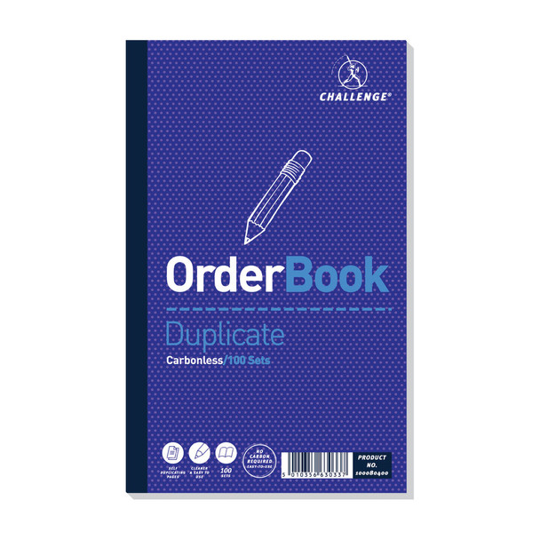 Challenge Carbonless Duplicate Order Book 100 Sets 210x130mm Pack of 5 1000 JDA63033