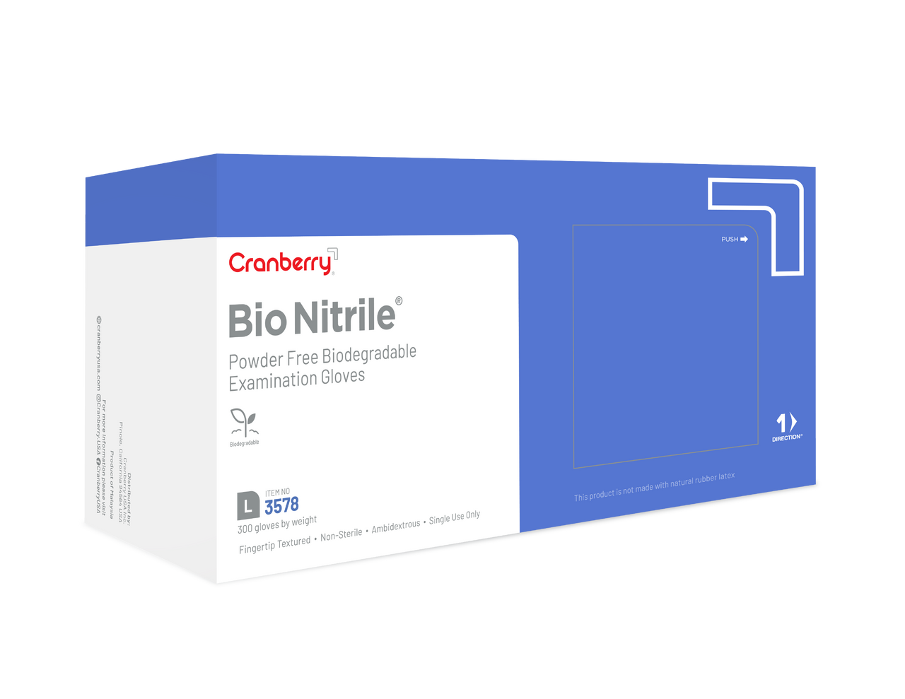 Cranberry BioNitrile Gloves Blue 300/Box Large