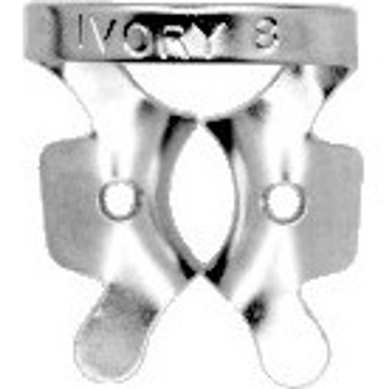 Ivory Rubber Dam Clamps, Winged 8, General Purpose Upper