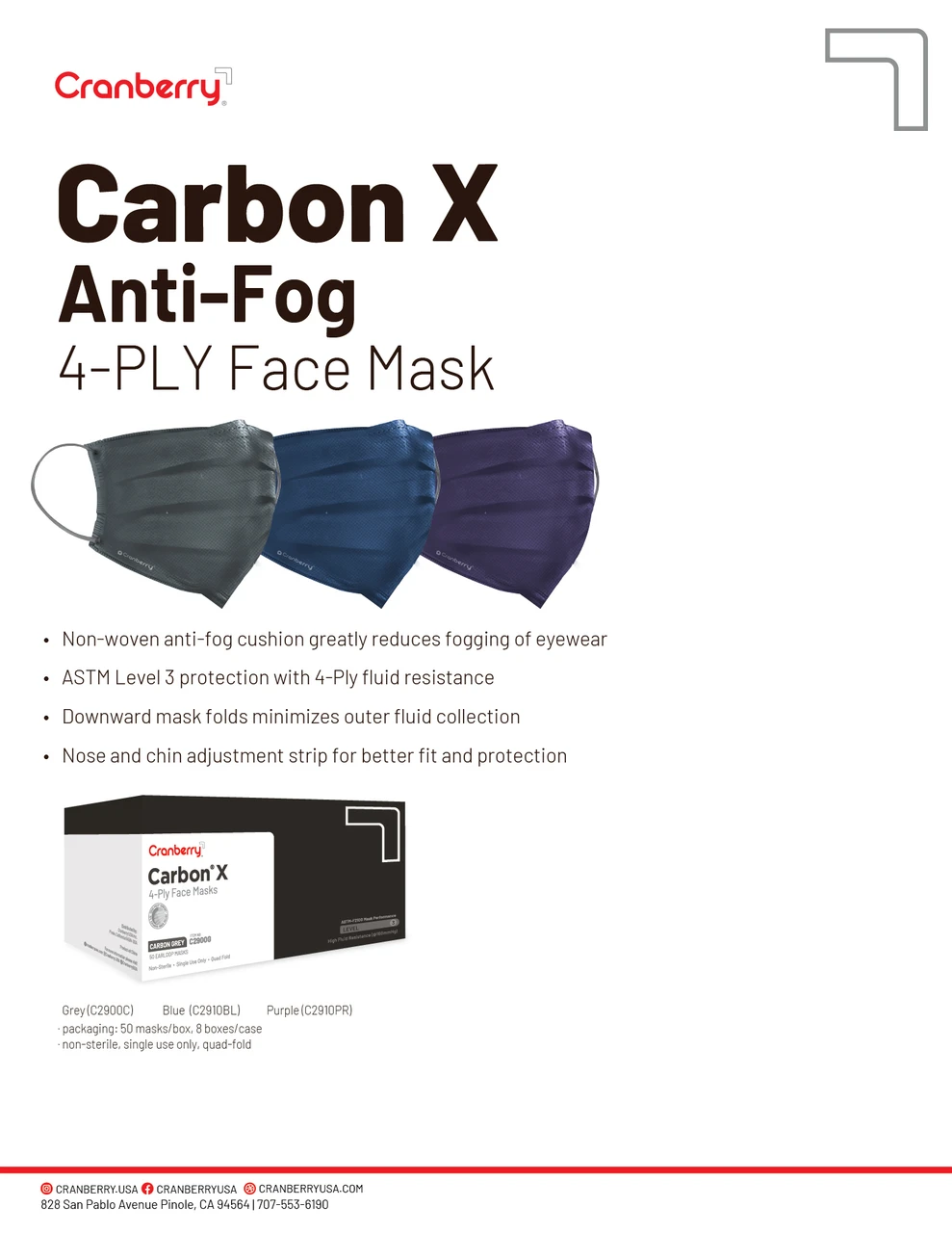 Cranberry Carbon X Face Mask - Blue