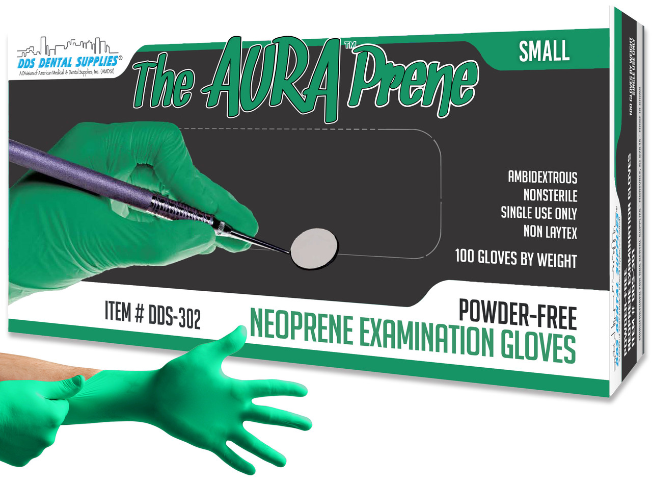 AuraPrene SM PF Chloroprene Gloves, 100/bx