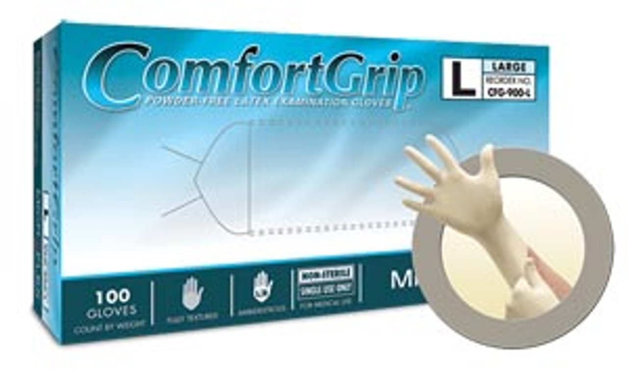 Microflex - ComfortGrip Latex Powder-Free Non-Sterile Natural Textured Exam Gloves - Small