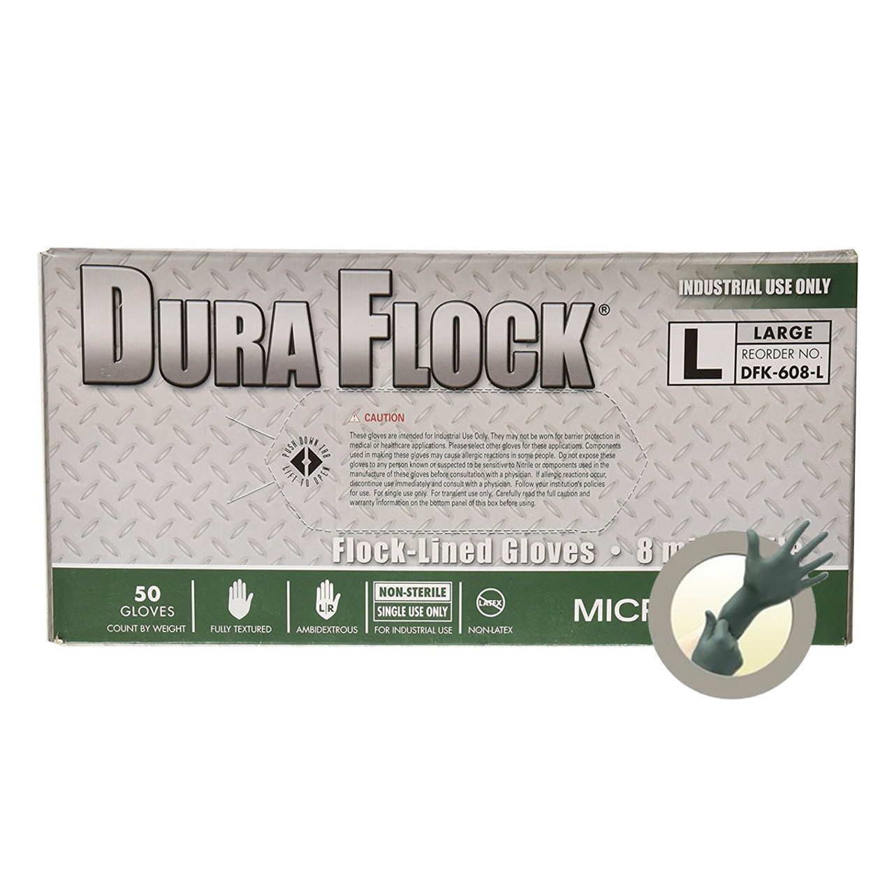 MICROFLEX - Dura Flock Flock Lined Nitrile Exam Gloves - Medium