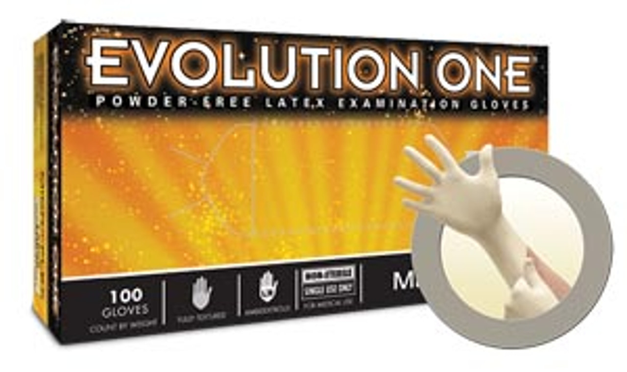 Microflex - Evolution One Latex Powder Free Non-Sterile Natural Textured Gloves - Large